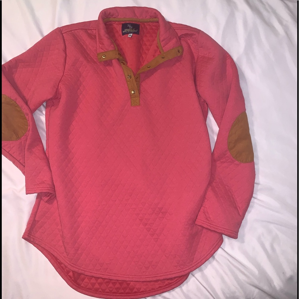 Pink simply southern quilted pullover